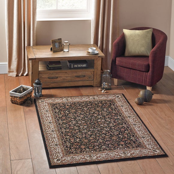 Black Oriental Patterned Rug