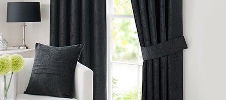 Black Chenille Pencil Pleat Curtain Collection