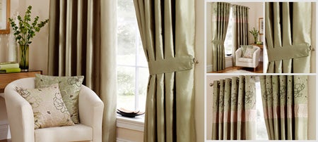 Green Scattered Flowers Eyelet Curtain Collection