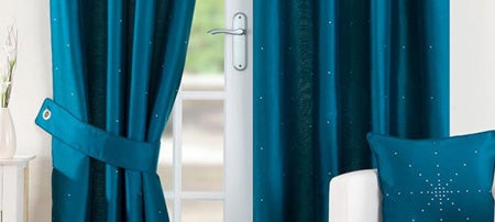 Peacock Diamante Eyelet Curtain Collection