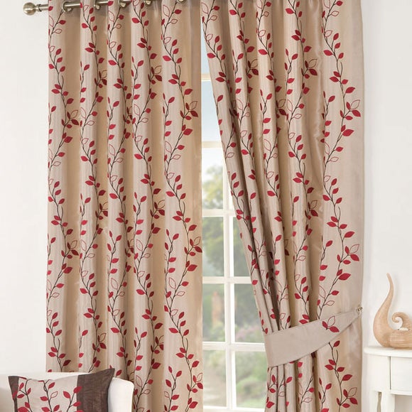 Red Osaka Lined Eyelet Curtain Collection