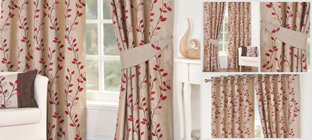 Red Osaka Lined Eyelet Curtain Collection