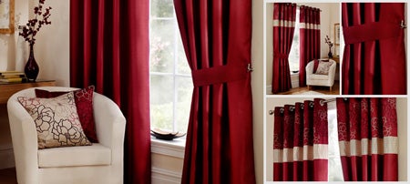 Wine Scattered Flowers Curtain Collection