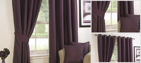 Aubergine Crushed Taffeta Curtain Collection