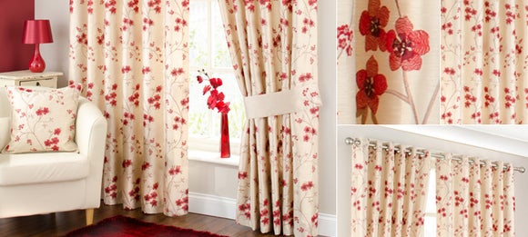 Waters and Noble Red Melody Curtain Collection