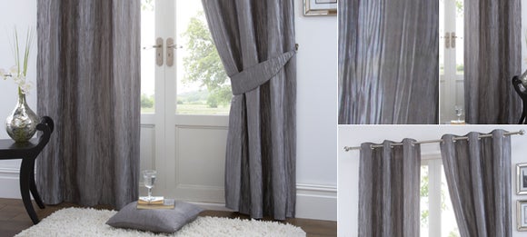 Silver Crushed Taffeta Curtain Collection