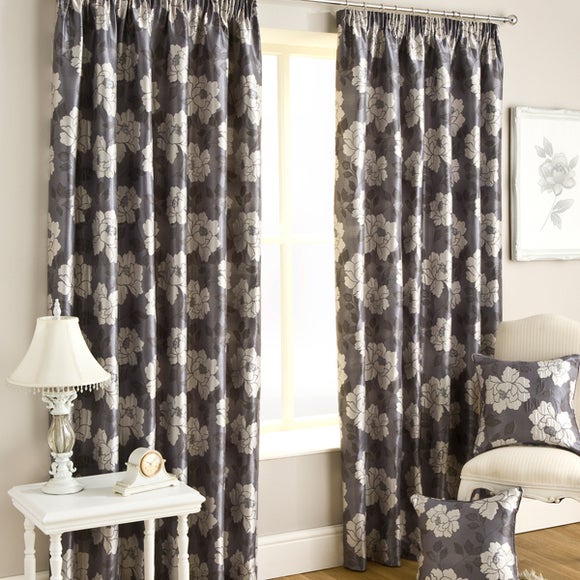 Charcoal Floral Trail Curtain Collection