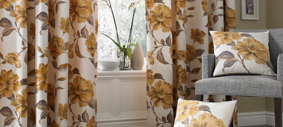 Antique Gold Gardinia Curtain Collection