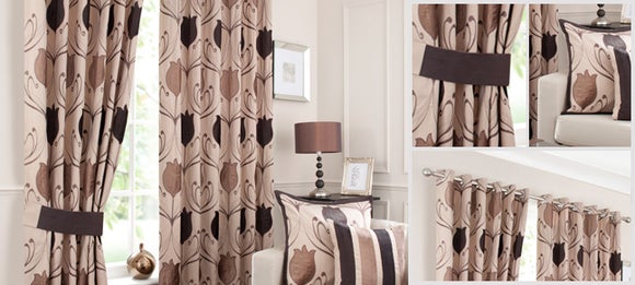 Chocolate Lalique Curtain Collection