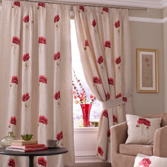 Red Vintage Poppy Curtain Collection