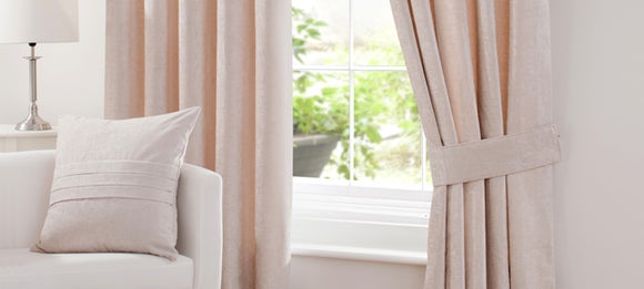 Cream Chenille Eyelet Curtain Collection