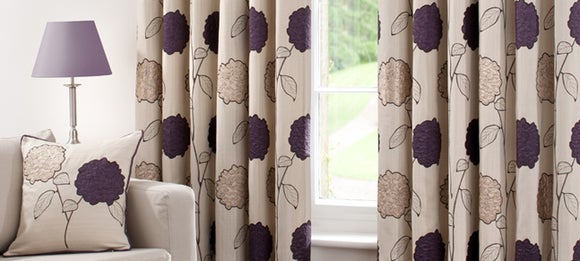 Plum Louisa Curtain Collection