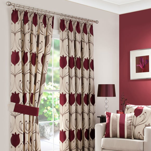 Wine Lalique Pencil Pleat Curtain Collection