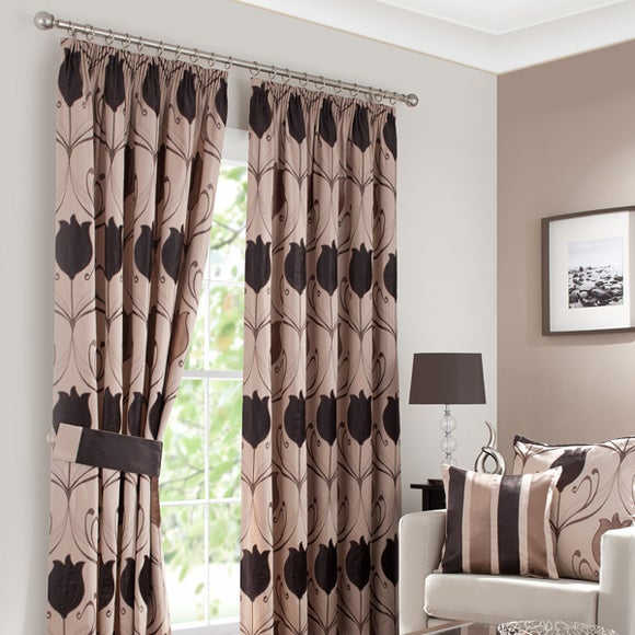 Chocolate Lalique Pencil Pleat Curtain Collection