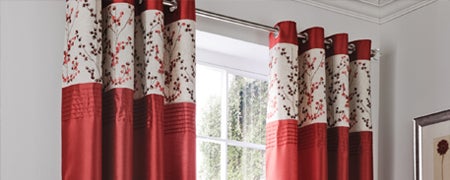Red Woodland Sprig Curtain Collection