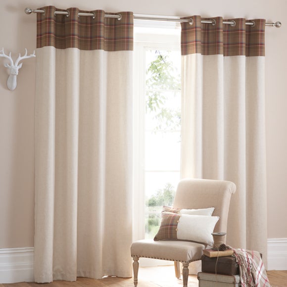 Red Tweed Checked Curtain Collection