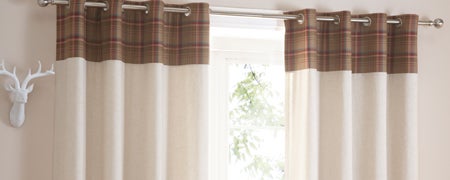 Red Tweed Checked Curtain Collection