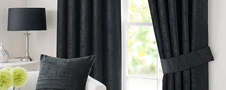 Black Chenille Pencil Pleat Curtain Collection