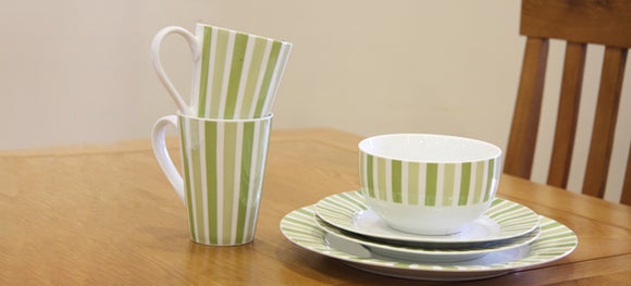 Pistachio Stripe Dinnerware Collection