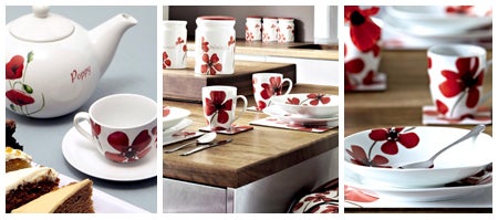 Red Painted Poppy Dinnerware Collection