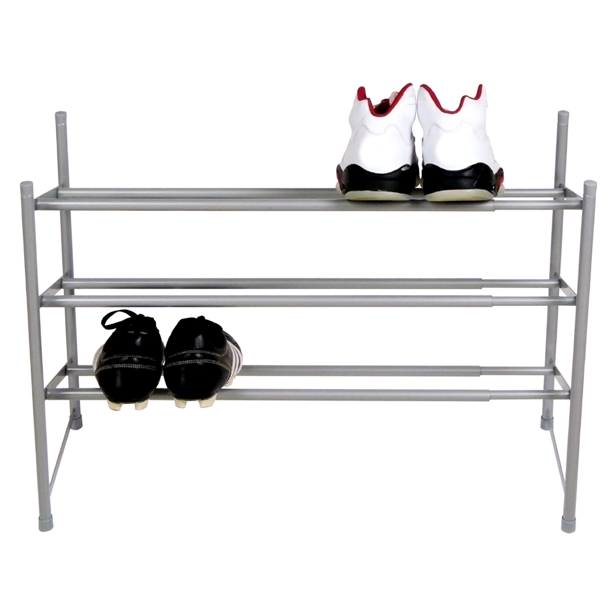 Silver 3 Tier Extending Shoe Rack