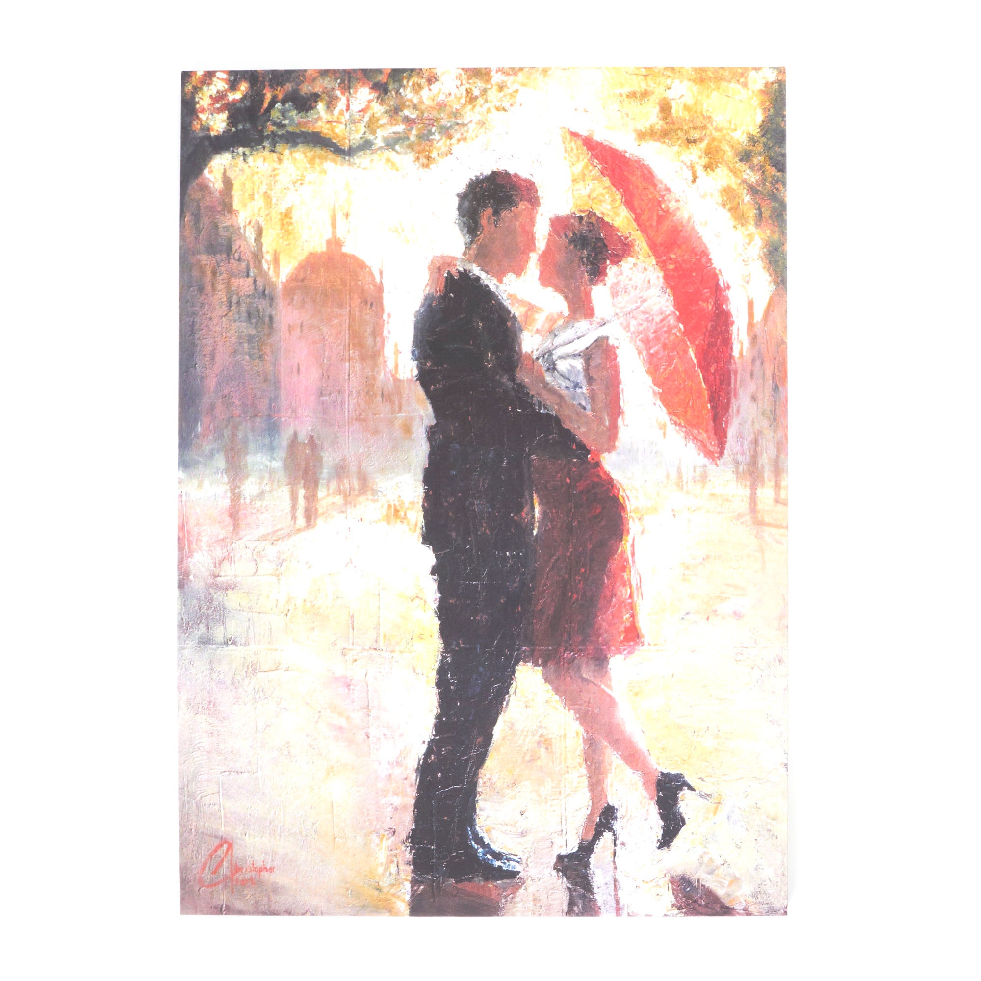 Couple With Umbrella Printed Canvas | Dunelm