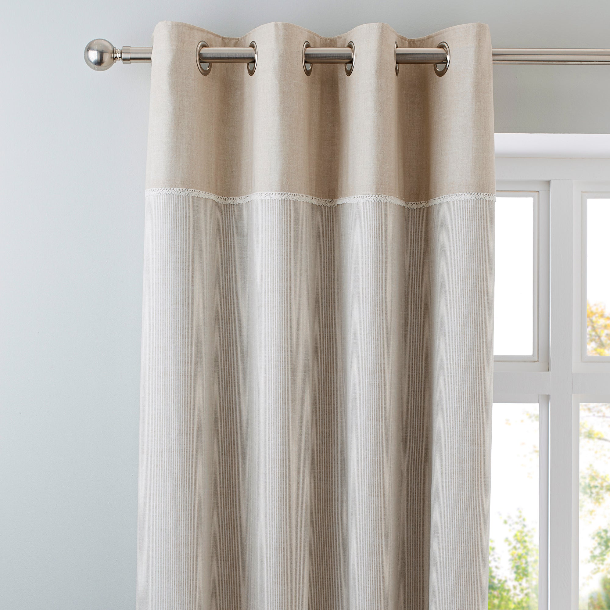 Natural Millie Thermal Eyelet Curtains | Dunelm